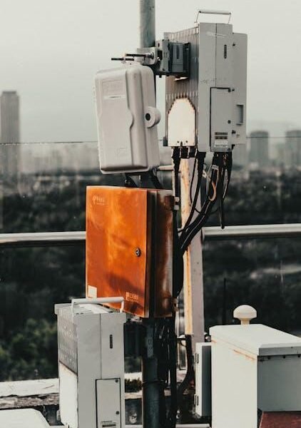 An image of antennas on a rooftop