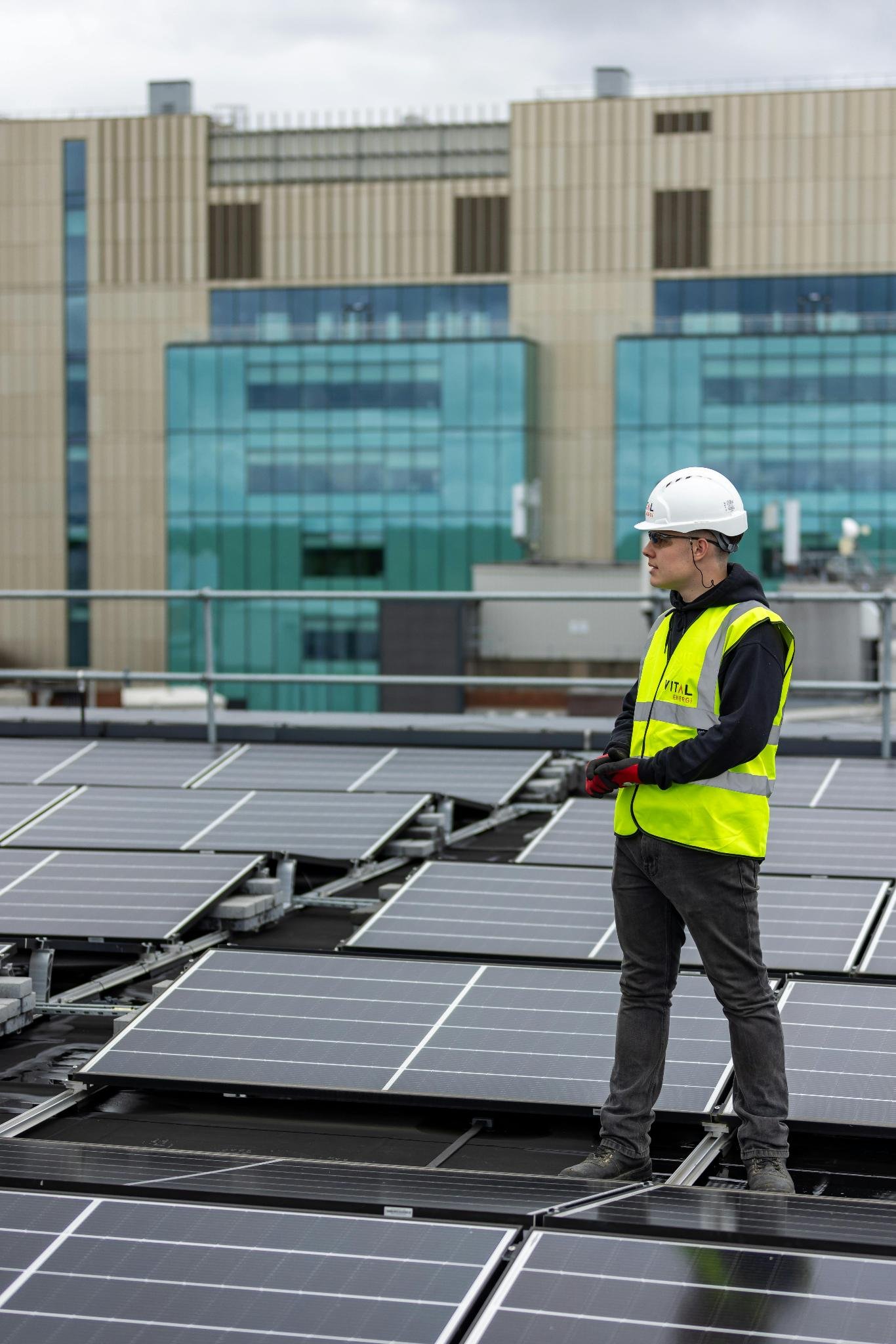 An image of an engineer carrying out solar panel EMI testing